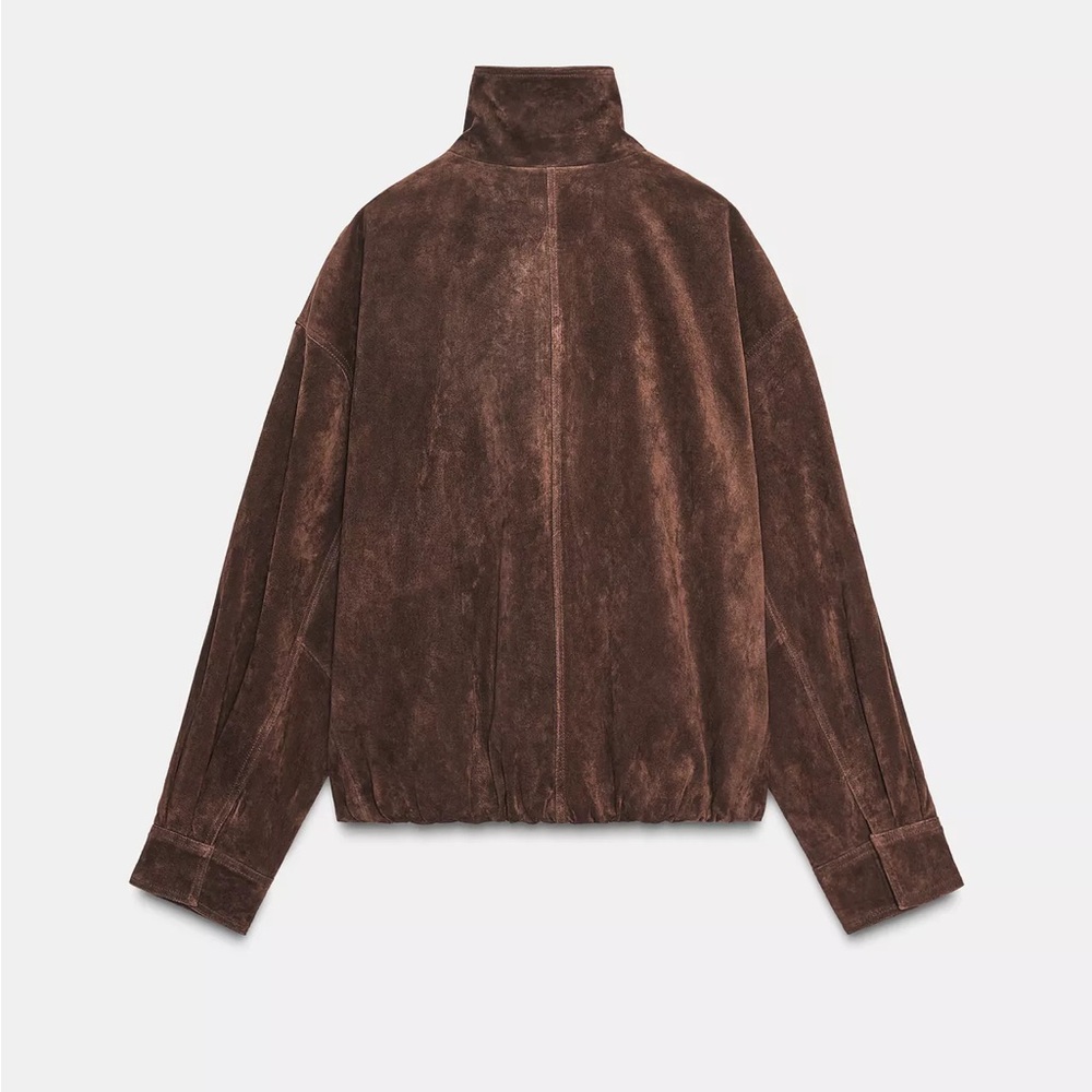 Zara Suede Jacket in Brown Size Large - Picture 2 of 9